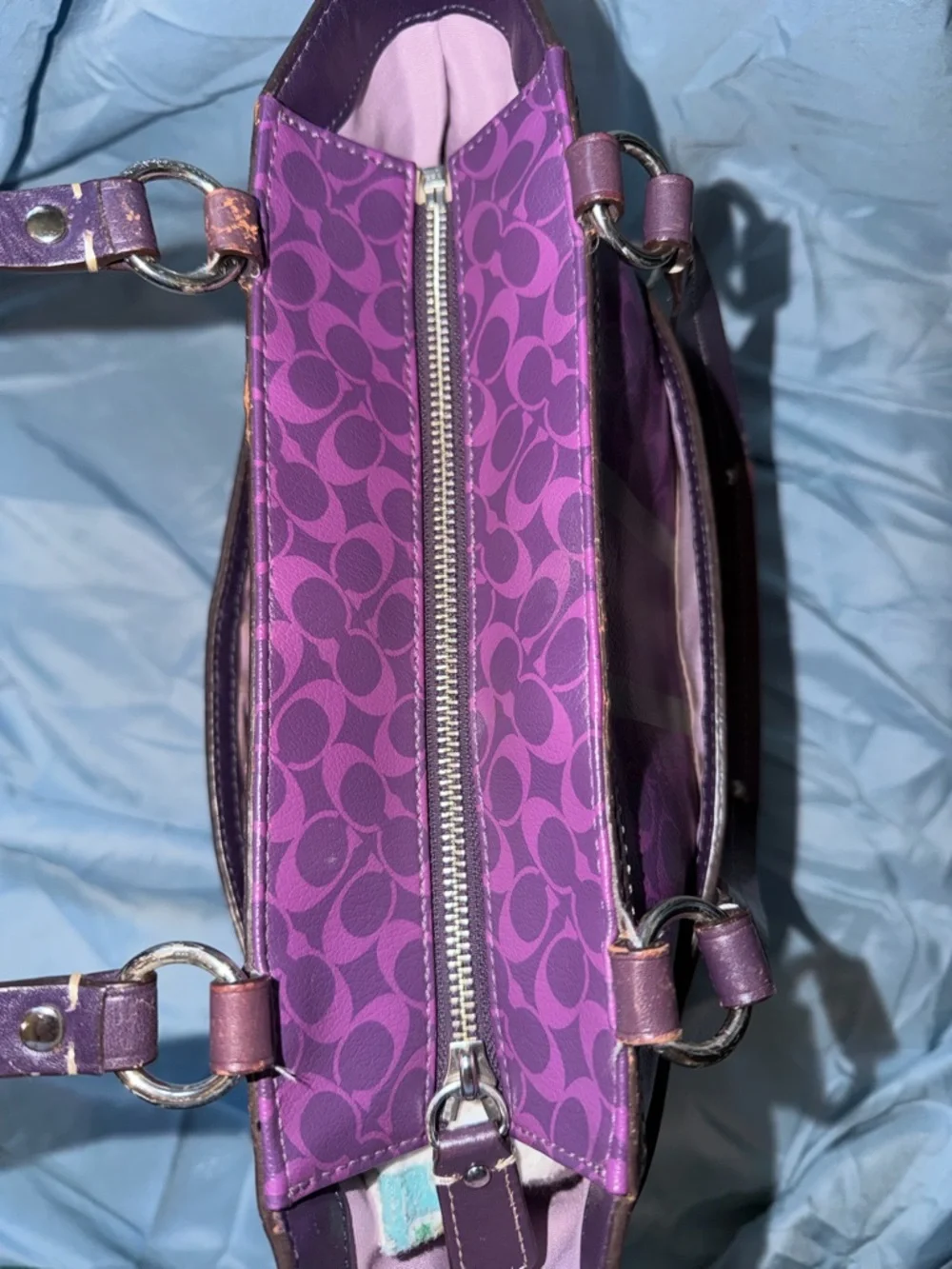 Coach 2010 Purple Signature Stripe Tote Bag - Picture 4 of 12